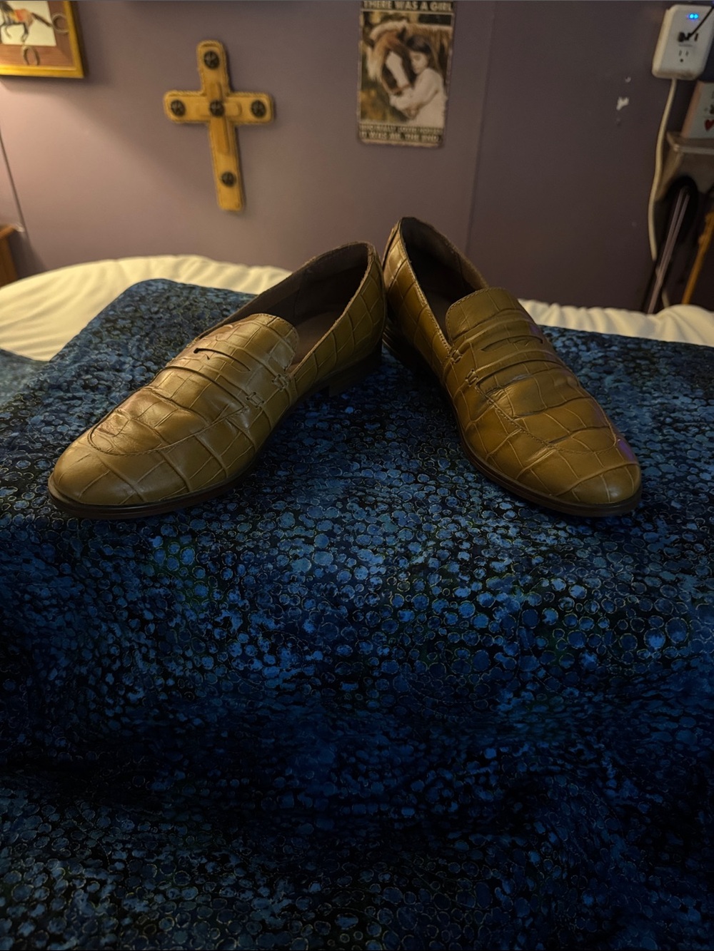 Rockport Olive Croc-Embossed Penny Loafers